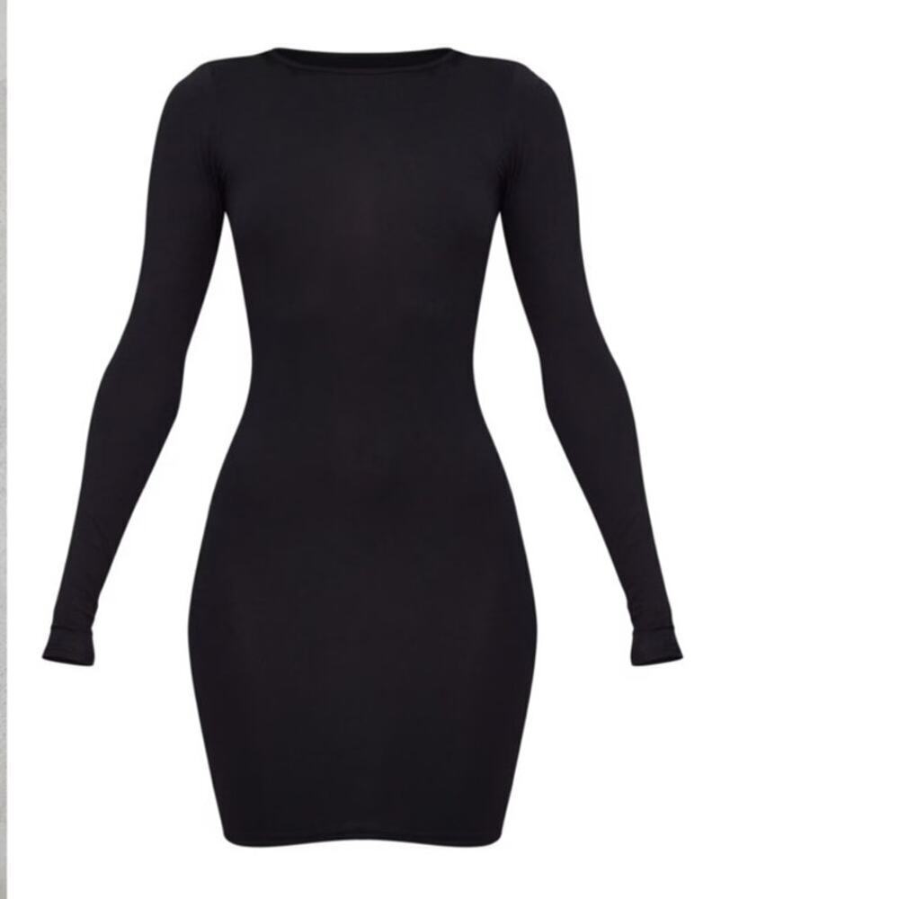 NWT Pretty little thing basic black ribbed long sleeve dress 6 - Picture 5 of 11